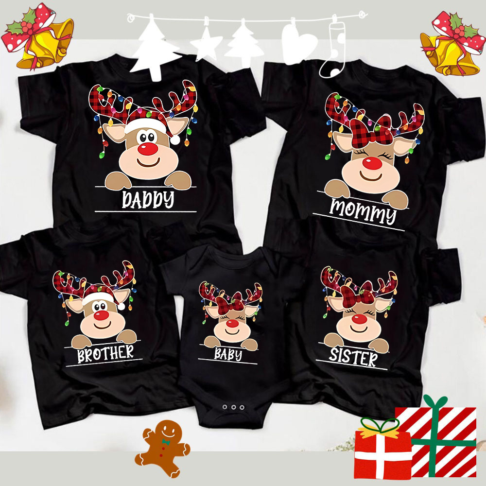 Baby Clothing Names - 2026 Camicia natalizia Famiglia T-shirt Alce