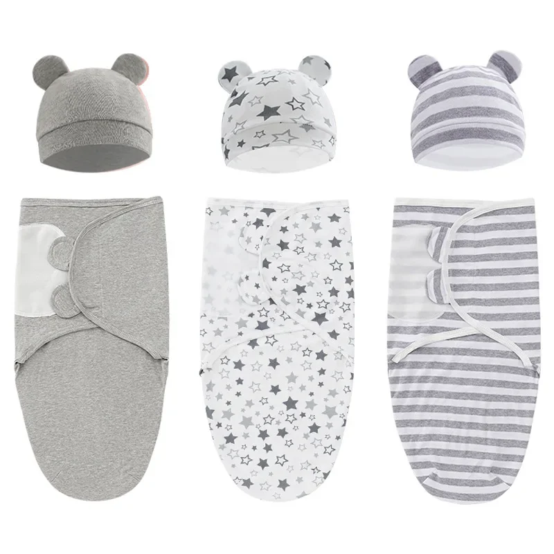 Baby Clothing Organic Cotton - Set di cappelli avvolgenti per coperta